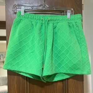 Vibrant Green Women's Quilted Athletic Shorts